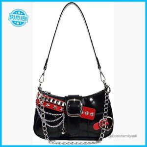 Y2K Star Embroidery Mini Chain Hobo Handbag Top Handle Shoulder Bag